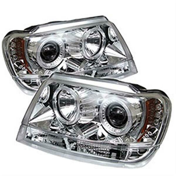 Whole-In-One Chrome Projector Headlights LED Halo LED for 1999-2004 Jeep Grand Cherokee - Chrome WH3854353